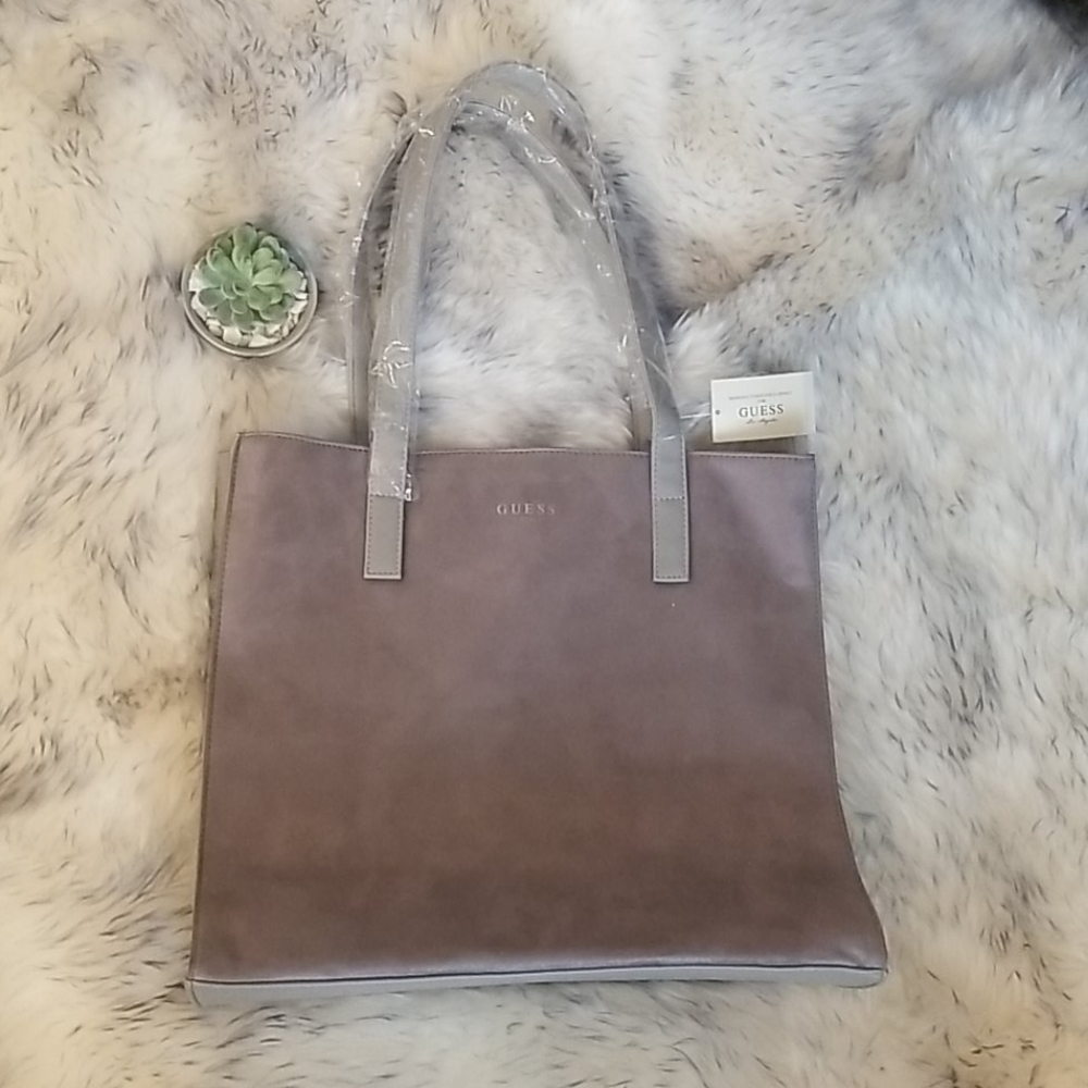 "Fall Favorite: New Guess Grey Suede Tote for Everyday Elegance"